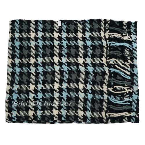 Eleganter Schal aus Wolle, Wollschal, 33cmx175cm, schwarz weiß blau 5192